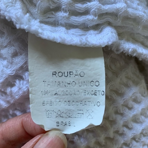 Women’s 100% Cotton White Waffle Knit Robe with Eyelet Accent Trim - Picture 13 of 15